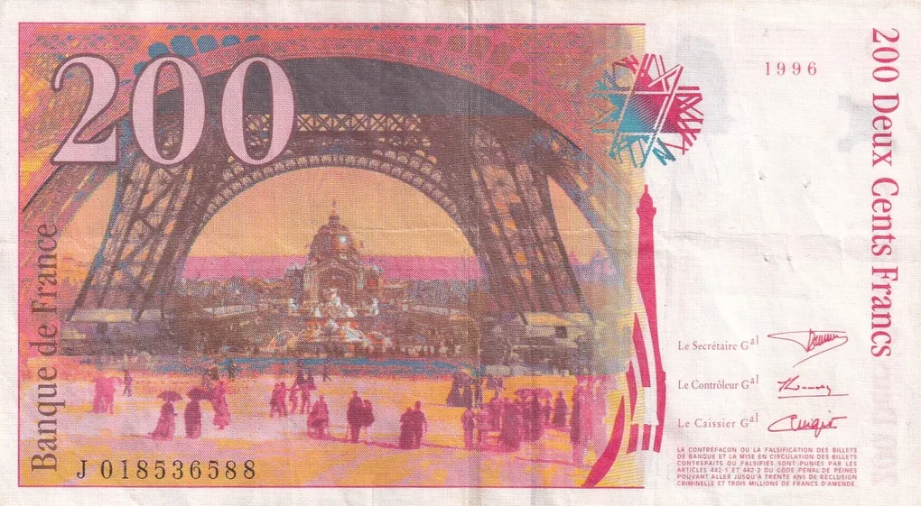 France 200 Francs Gustave Eiffel , Rare World Note #B2
