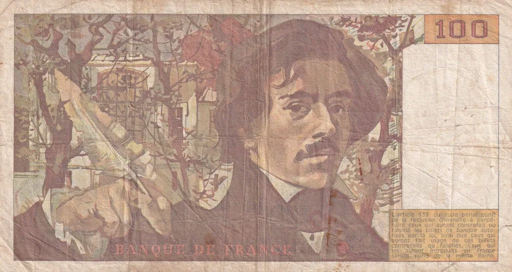 100 French Francs (Eugene Delacroix) Rare World Note#B2
