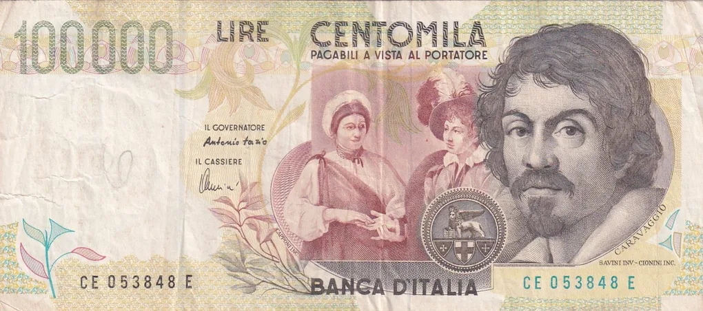 Italy 100 000 Lire Caravaggio - 2nd type Rare World Note #B2
