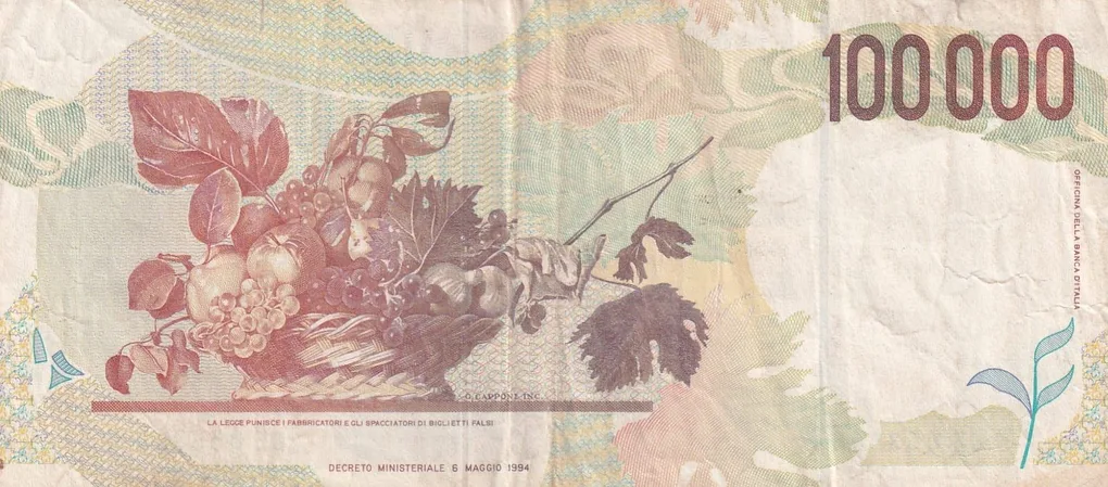 Italy 100 000 Lire Caravaggio - 2nd type Rare World Note #B2