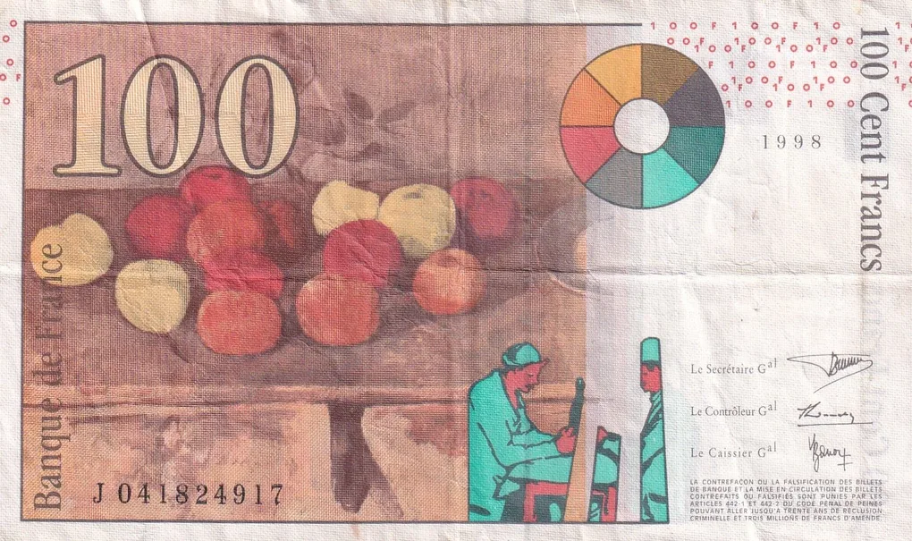 France 100 Francs Paul Cézanne Rare World Note #B2