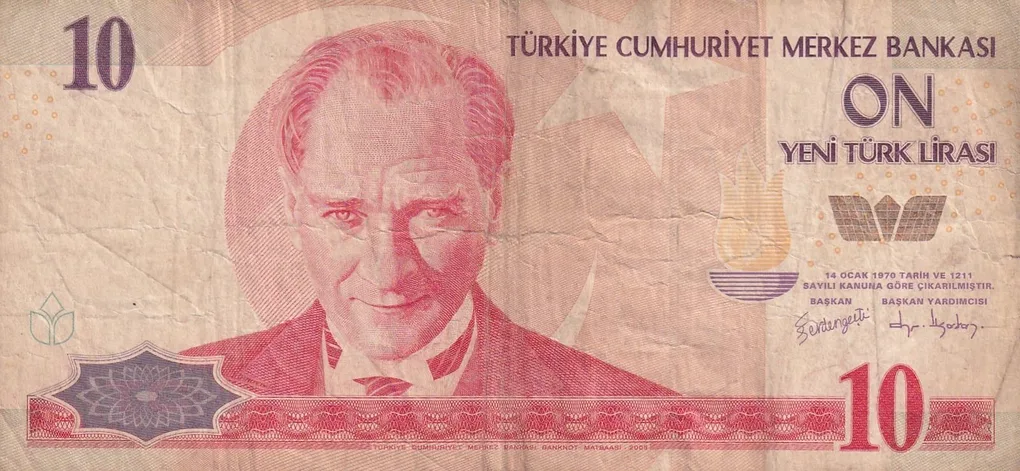 Turkey 10 Lira Rare World Note#B2