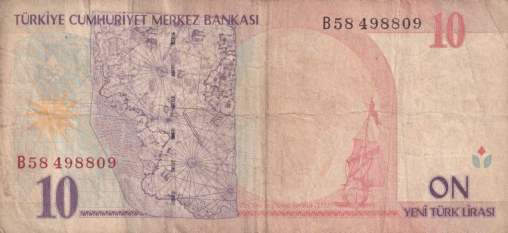 Turkey 10 Lira Rare World Note#B2