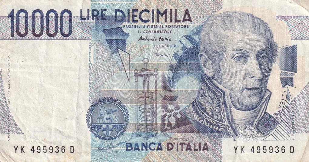 Italy 10 000 Lire (Volta) Rare World Note#B2