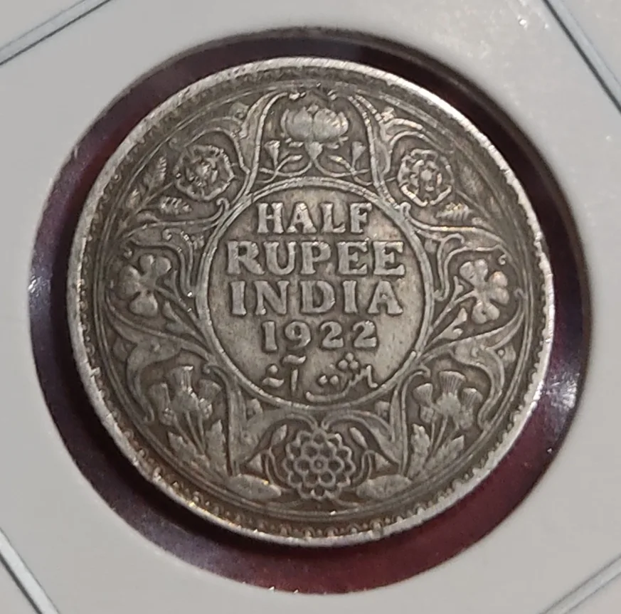 Rare Half Rupee George V 1922 Bombay Mint