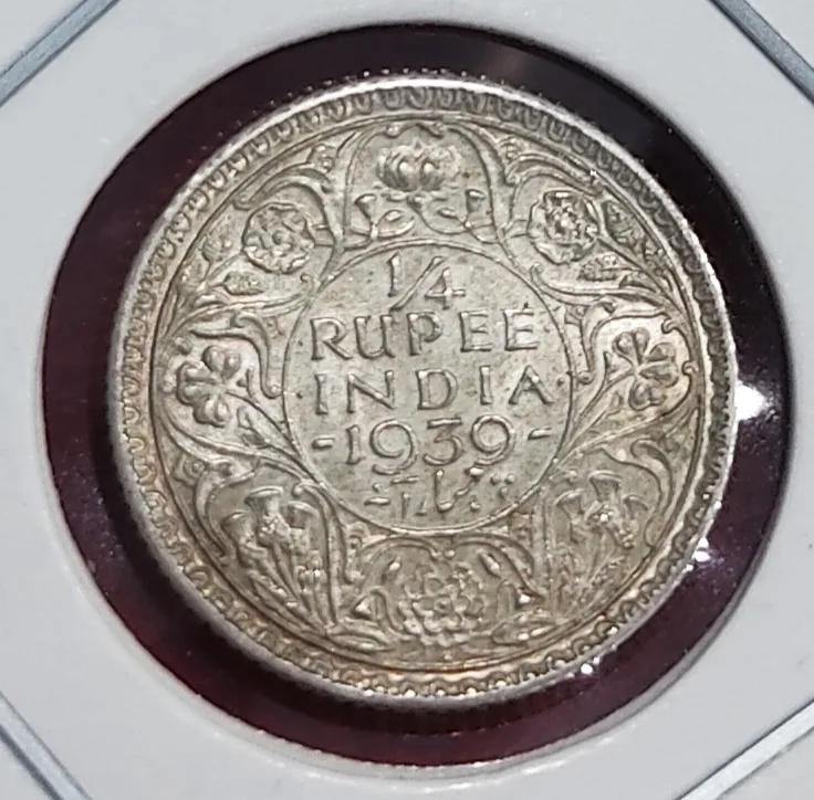 1/4 Rupee Silver Coin 1939 Bombay Mint