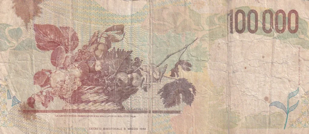 Italy 100 000 Lire (Caravaggio) Rare World Note#B2
