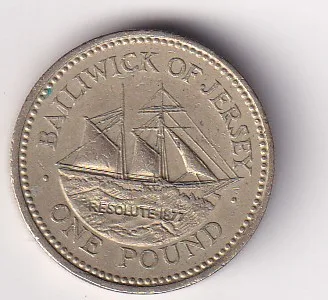 Jersey 1 Pound - Elizabeth II Schooner, Resolute Rare Coin #Z-115