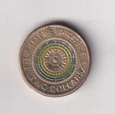 Australia 2 Dollars - Elizabeth II 4th Portrait - Lest We Forget - War Memorial Dome Rare Coloured Coin #Z-136