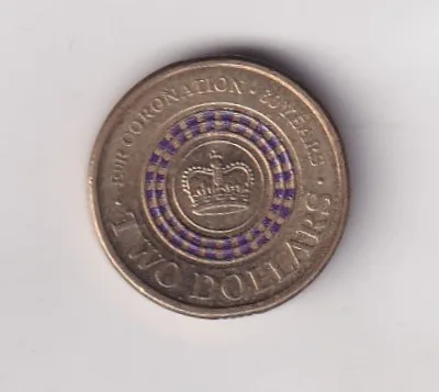 Australia 2 Dollars - Elizabeth II 4th Portrait - Coronation Jubilee Rare Coloured Coin #Z-142
