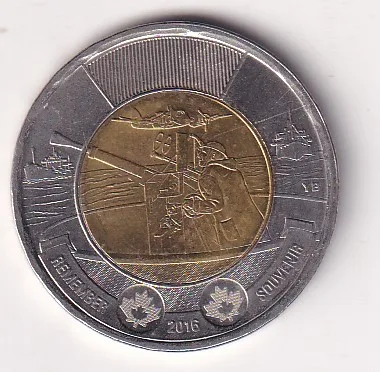 Canada 2 Dollars 2016 - Elizabeth II Battle of The Atlantic Bimetallic Rare Coin #Z-147