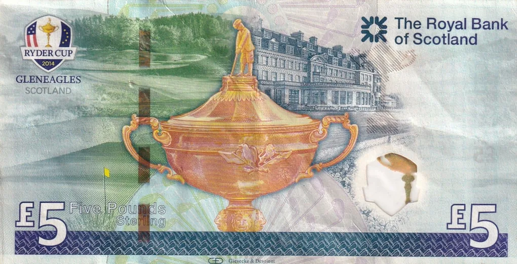 Scotland 5 Pounds (Royal Bank of Scotland) Rare World Note#B2