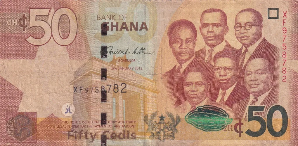 Ghana 50 Cedis Cocoa bean Rare World Note #B2