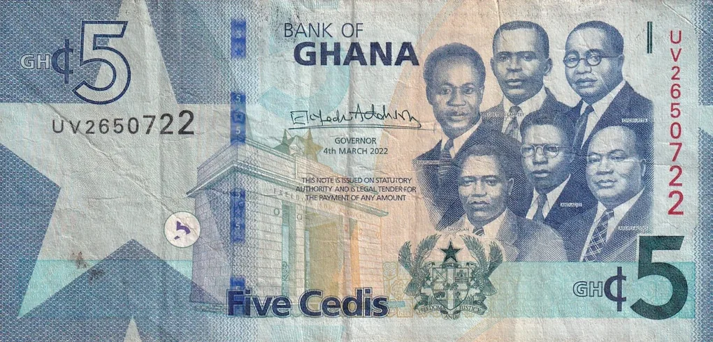Ghana 5 Cedis Rare World Note #B2