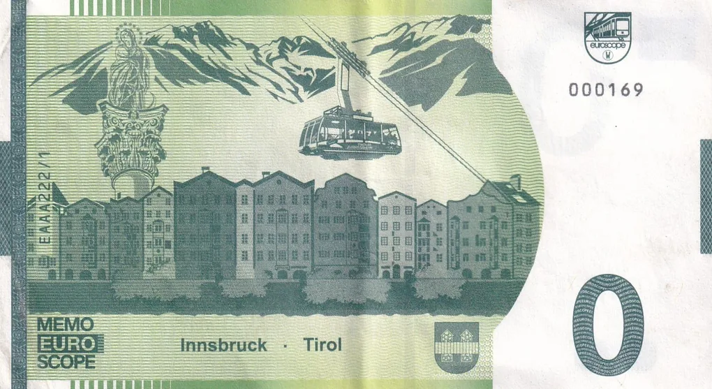 Austria 0 Memo Euro - (Innsbruch Goldenes dachl) Rare World Note #B2