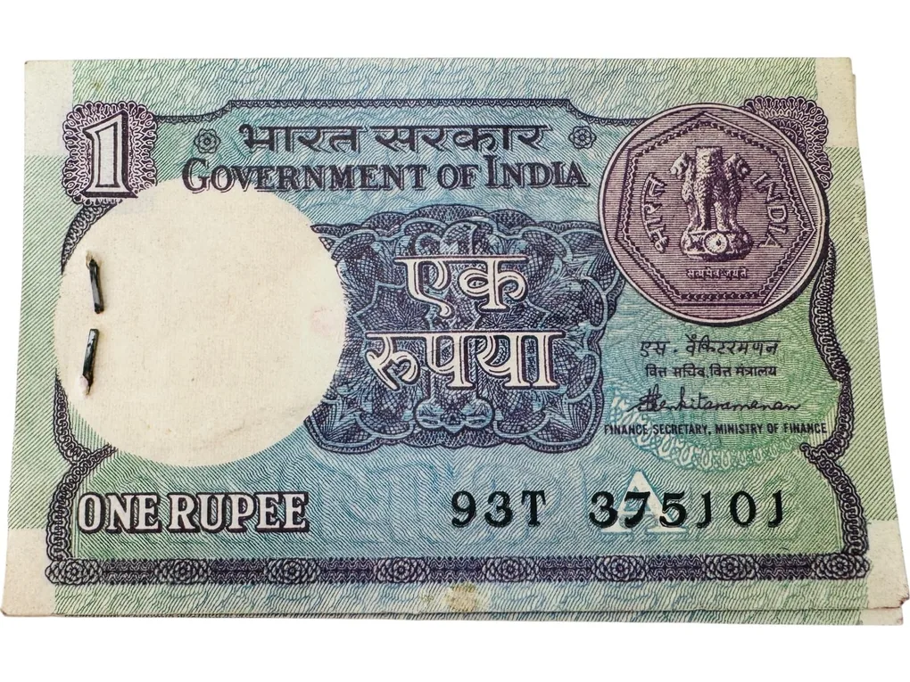 Re 1 India Banknote Serial Bundle Signed By S Venkataraman Inset A 1988 UNC