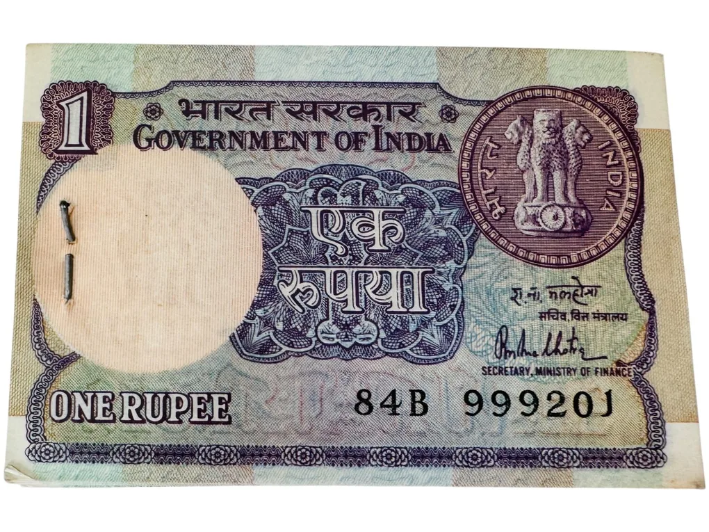Re 1 India Banknote Serial Bundle Signed By Plain Inset Signed By R N Malhotra 1981 UNC