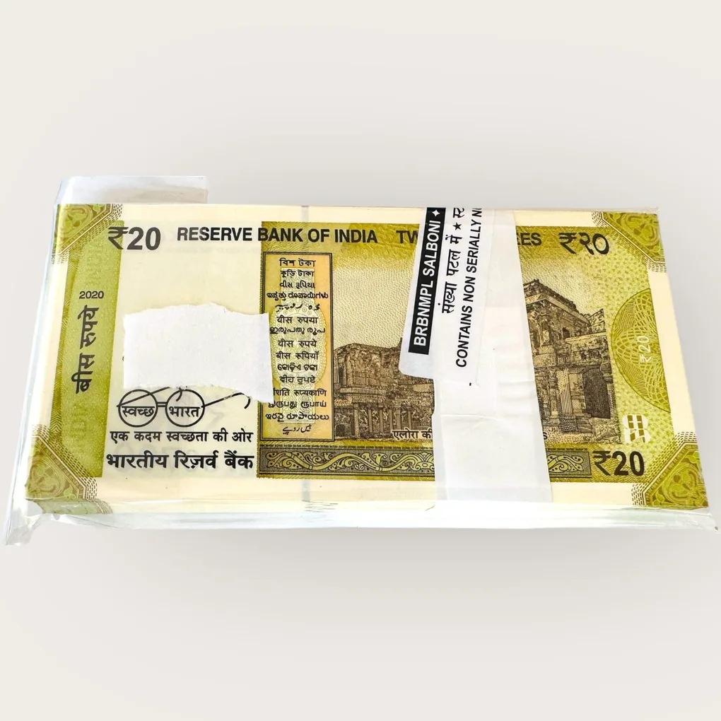 Rs 20 Star Issue Serial Bundle Signed By Shaktikant Das Prefix 99F Inset R Year 2020 Very Unique and rare