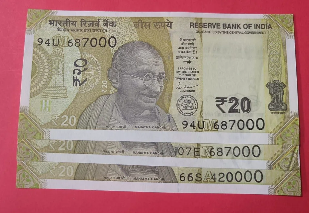 20 Rs 786000 Reverse and 420000 Fancy Number Set of 3 Notes GEM UNC Condition