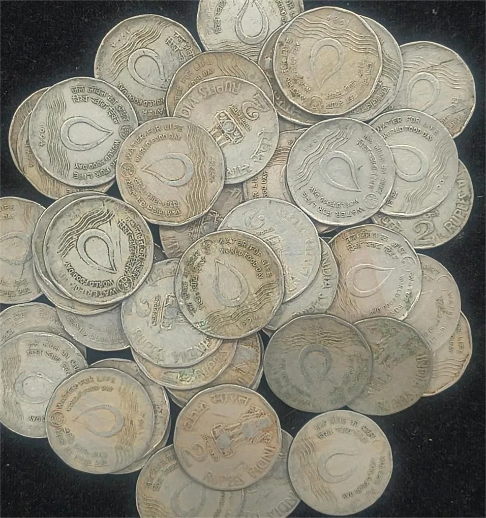 India 2 Rupees FAO ( World Food Day - Water For Life) 1994 Rare (10 Pcs Lott)