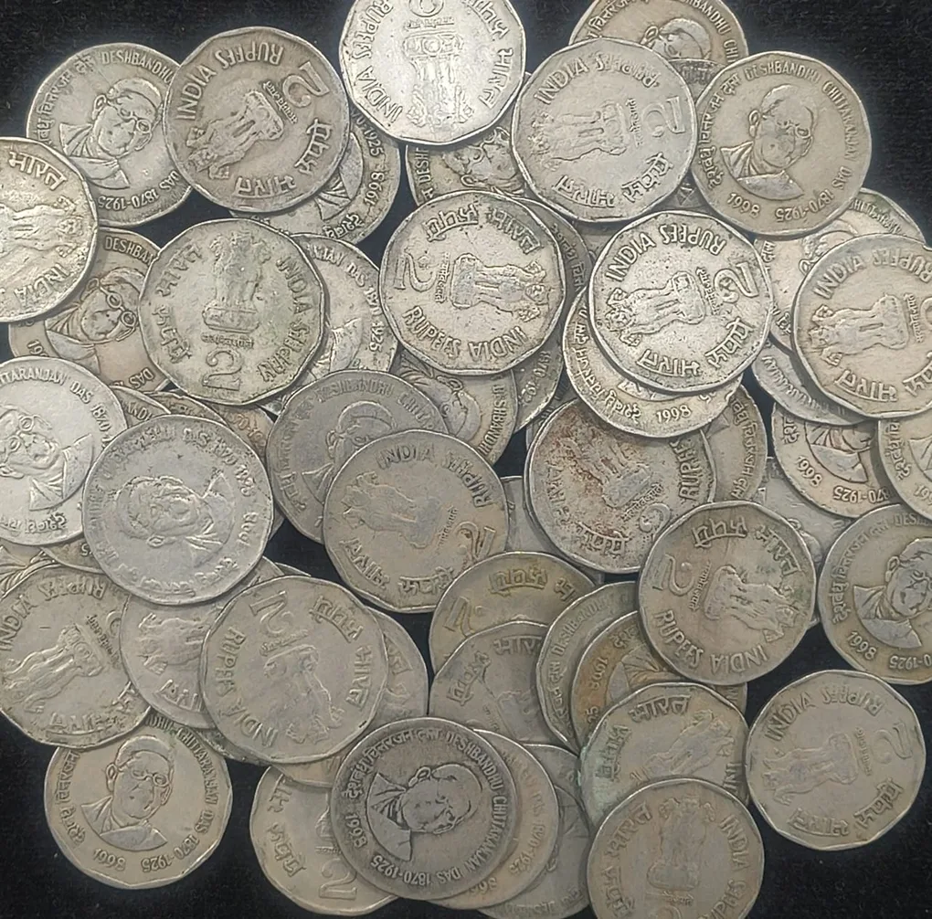 India 2 Rupees (Deshbandhu Chittaranjan Das) 1998 Rare (10 Pcs Lott)