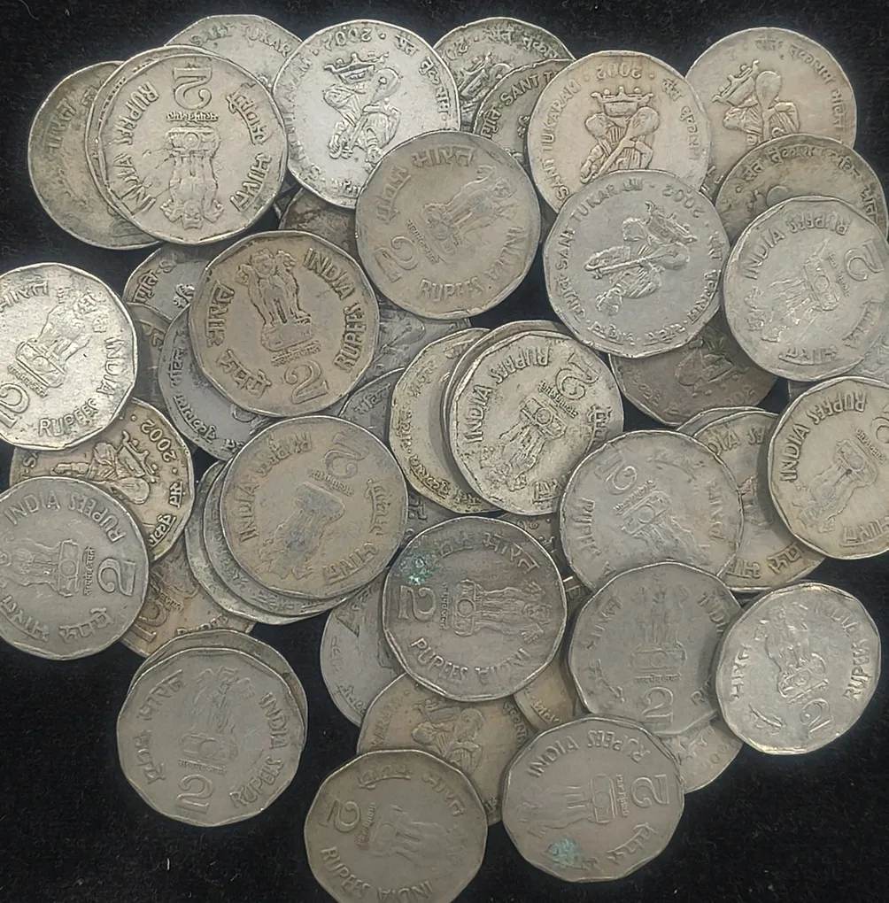 India 2 Rupees 2002 (Sant Tukaram) Rare (10 Pcs Lott)