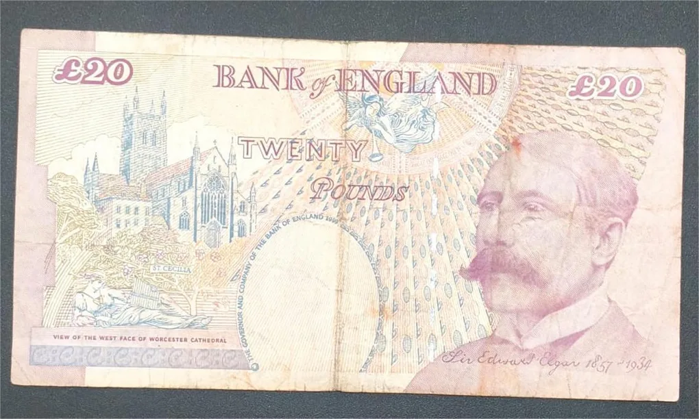 England 20 Pounds (Elizabeth II Sir Edward Elgar) Old Issue Rare World Note #B2