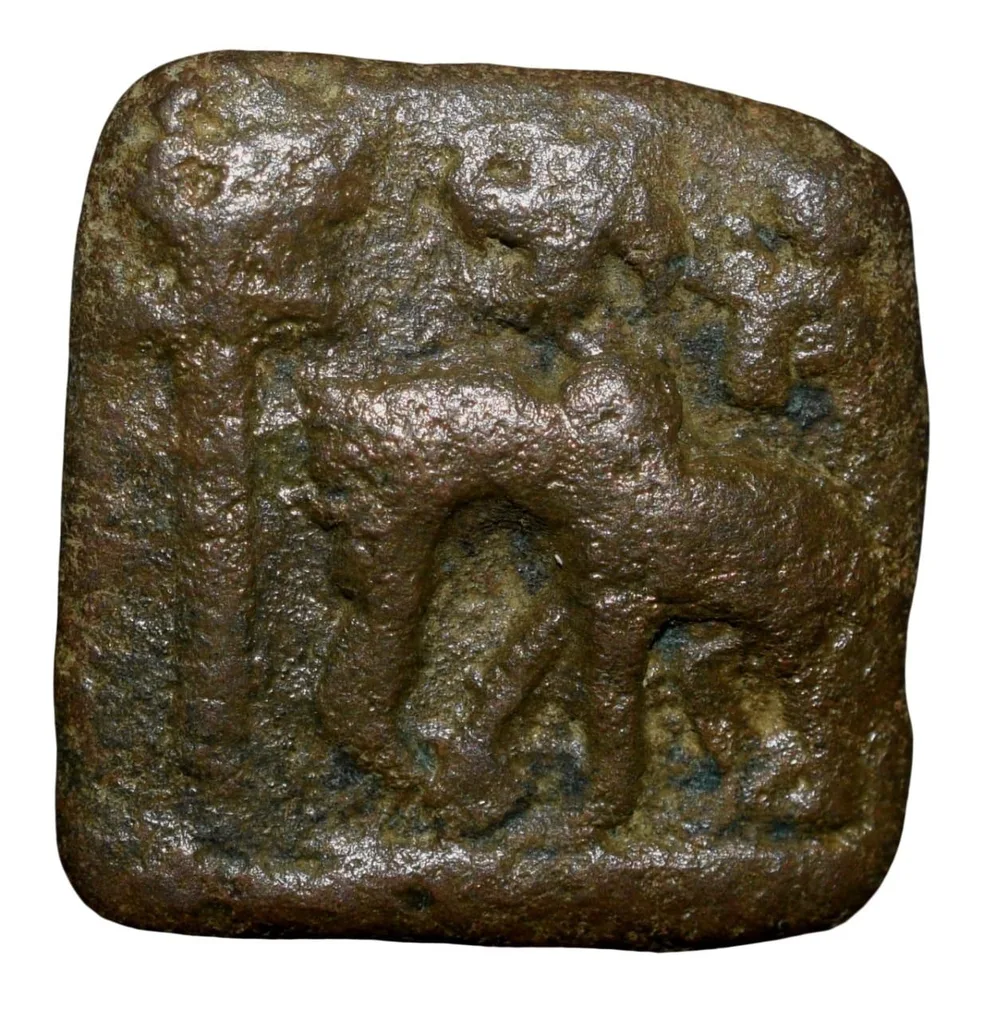 Cast Copper Kakani of Sunga Kingdom Universal(2nd cen BC) Type Multiple symbols