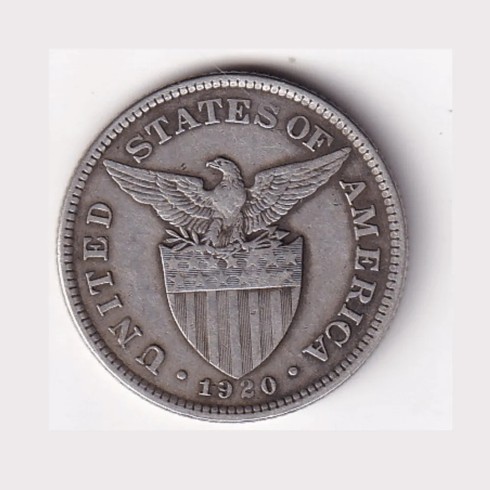 Philippines 50 Centavos 1920 (Small type) Rare Silver Coin #AA-26