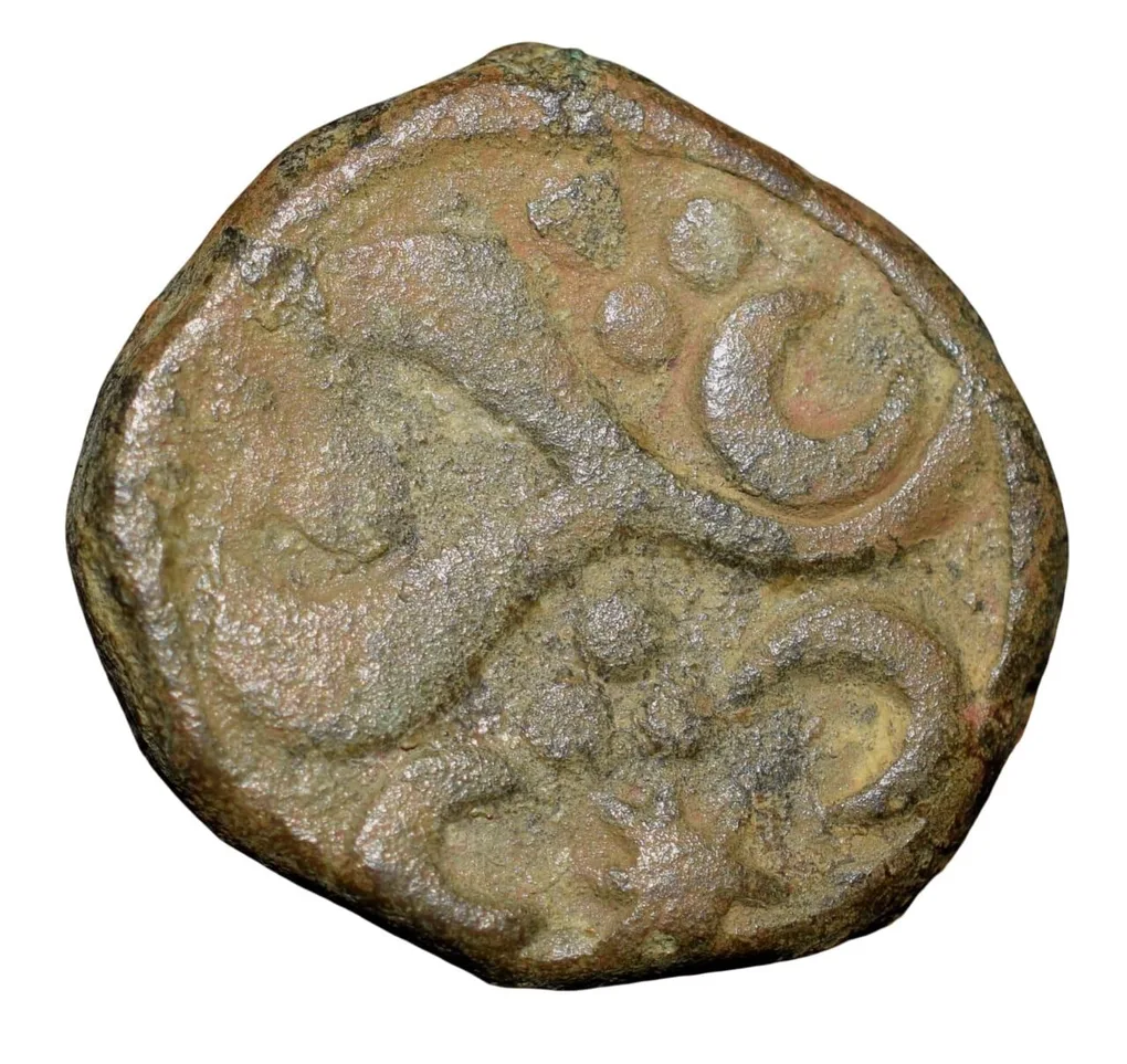 Copper Paisa of Jankoji Rao (AD1827-43) of Gwalior State of Jawad MintKM104 with Spear & Scimitar Rare