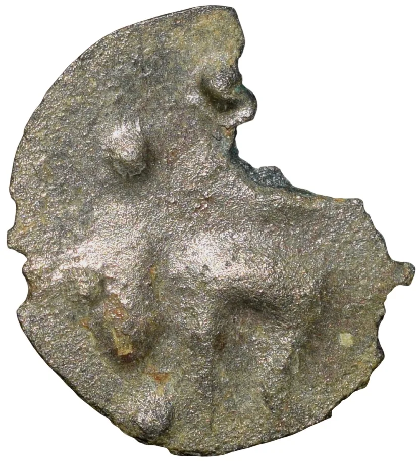 Potin Coin of Kadambas of Banavasi(AD325-620) with Sankha within dotted circle Broken