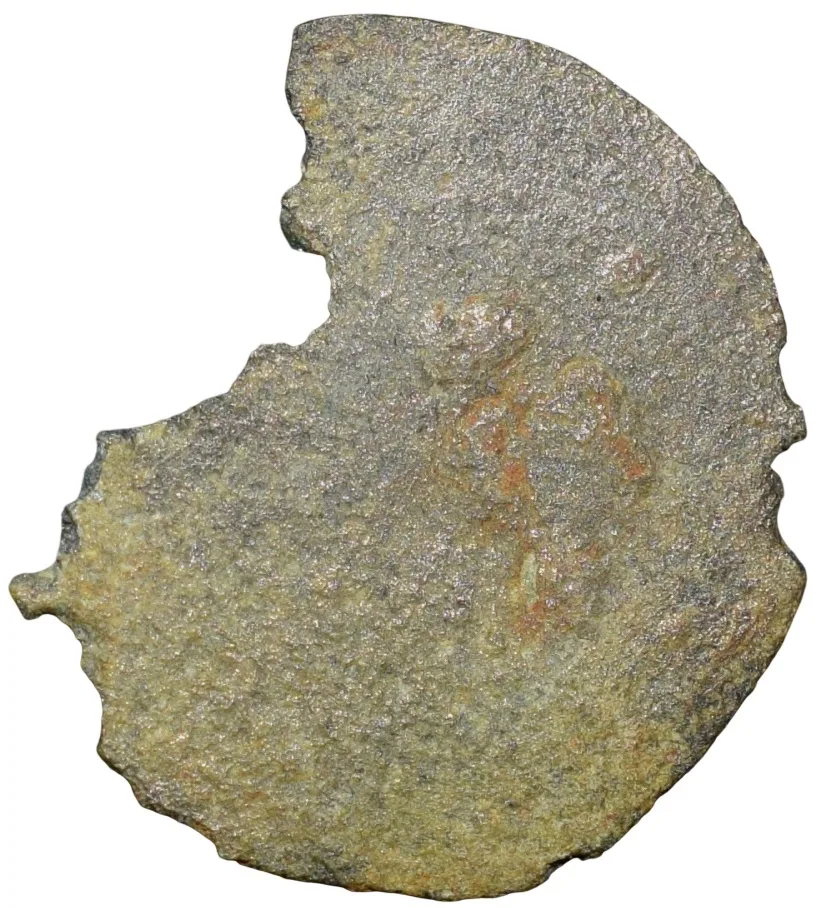Potin Coin of Kadambas of Banavasi(AD325-620) with Sankha within dotted circle Broken