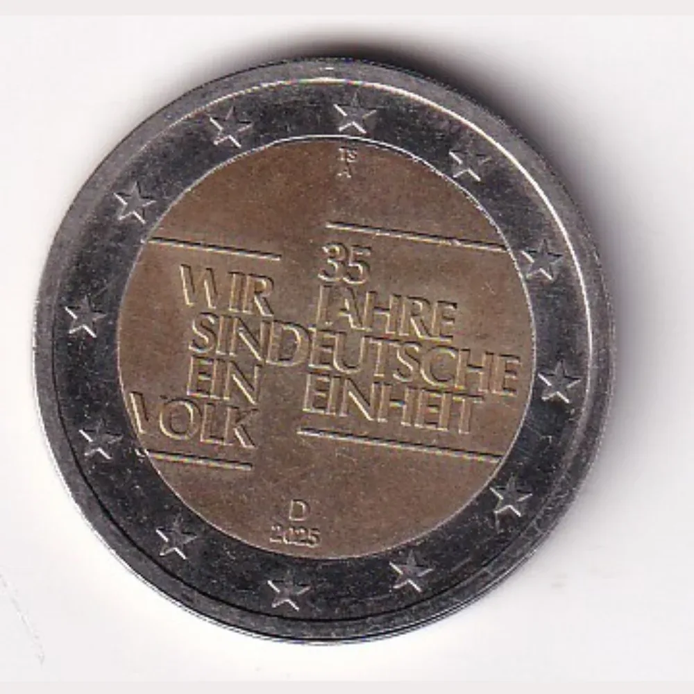 Germany 2 Euros 2025 (German Reunification) Rare Commemorative Bimetallic Coin