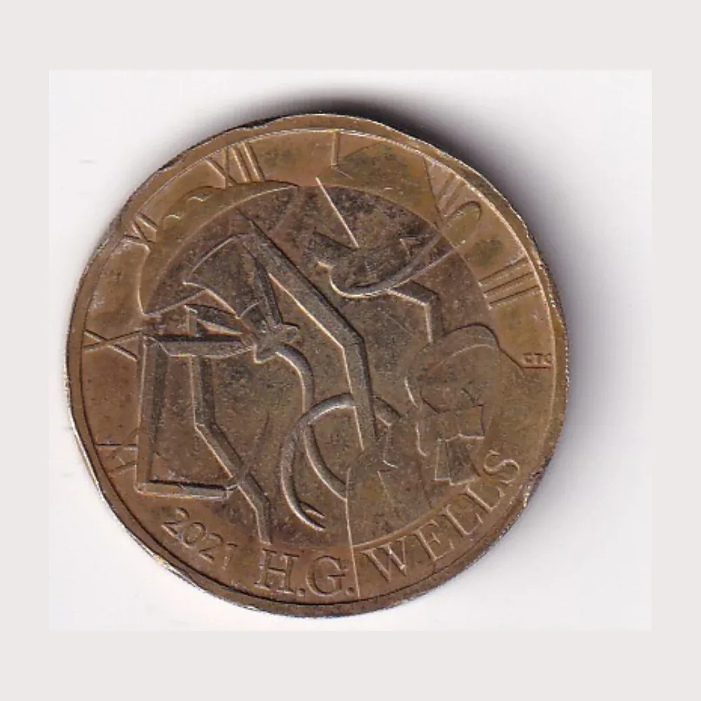 United Kingdom 2 Pounds 2021 (Elizabeth II H.G Wells) Rare Commemorative Bimetallic Coin