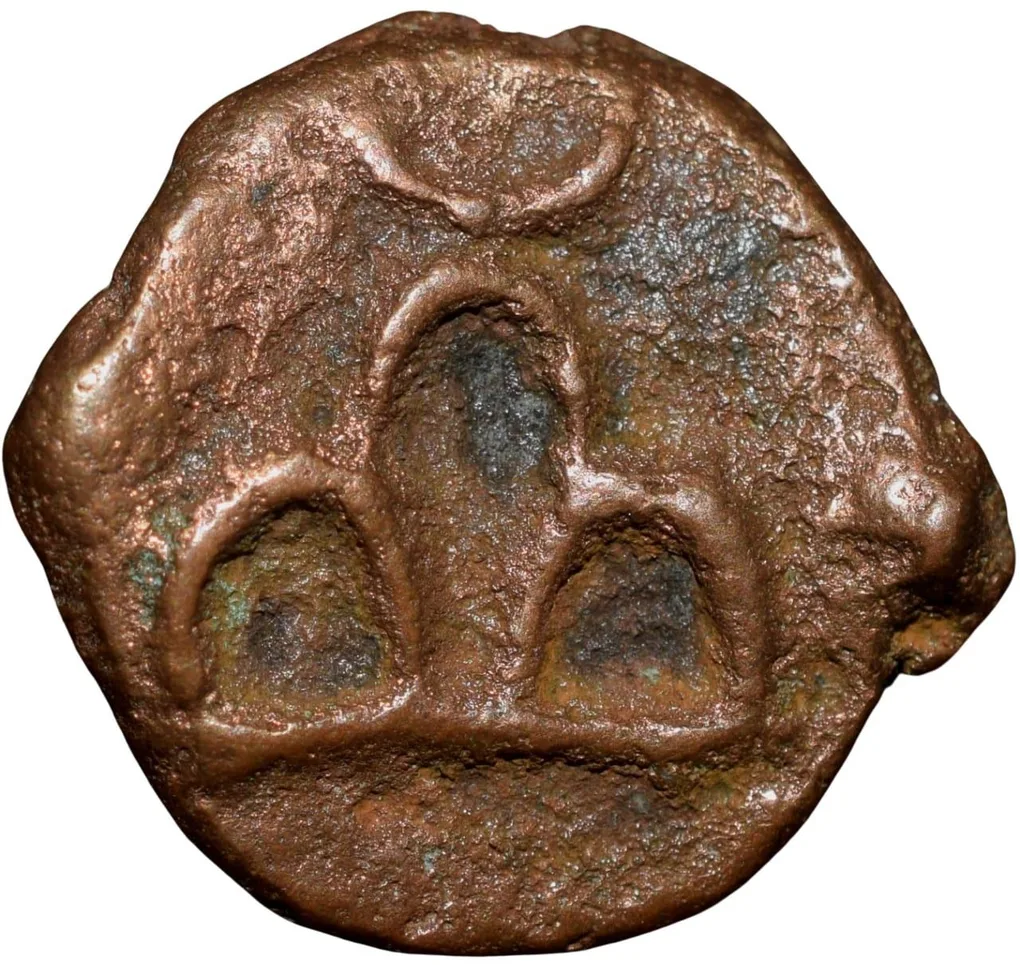 Cast Copper Kakani of Sunga Kingdom (187-75 BC) with Elephant with Rider