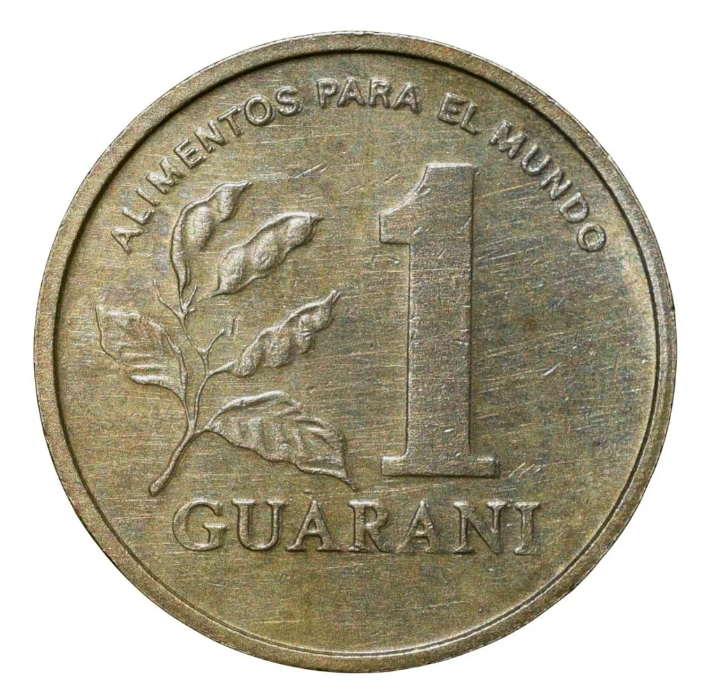 Brass 1 Guarani of Paraguay Country (AD 1993) with Tobacco Plant Scarce