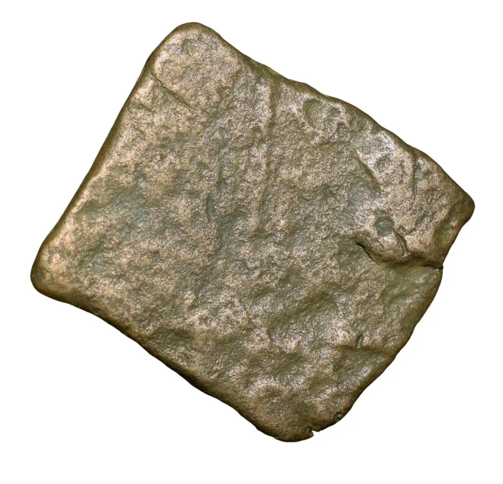 Copper Coin of Satakarni (1st Cen. BC) of Satavahan Dynasty from Karhad with Lion/Sreevatsa Rare