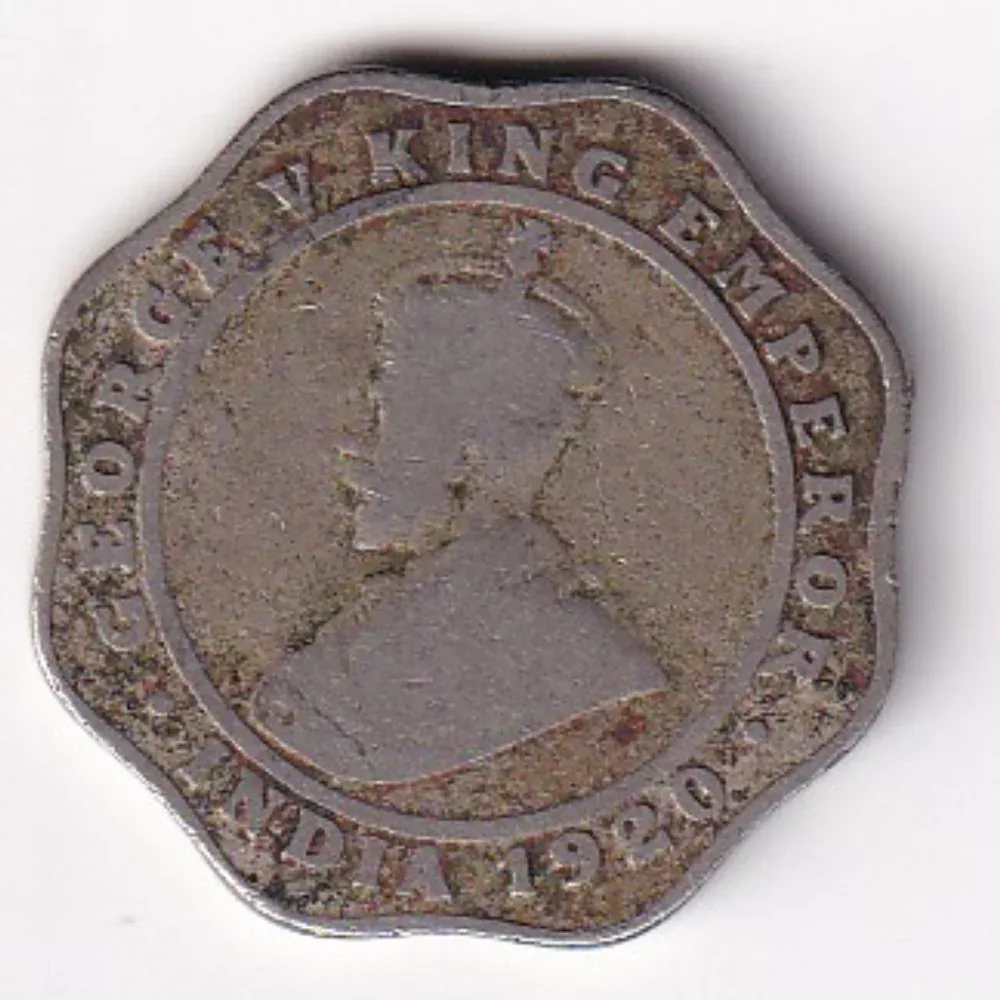 British India 4 Annas 1920 George V Rare Coin
