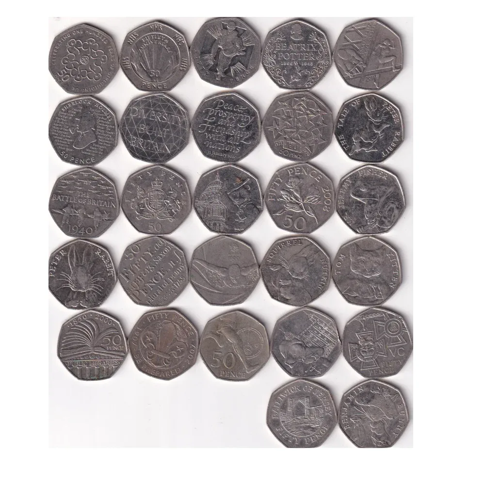 27 Different United Kingdom 50 Pence Rare Commemorative Coin (27 Pcs) Set