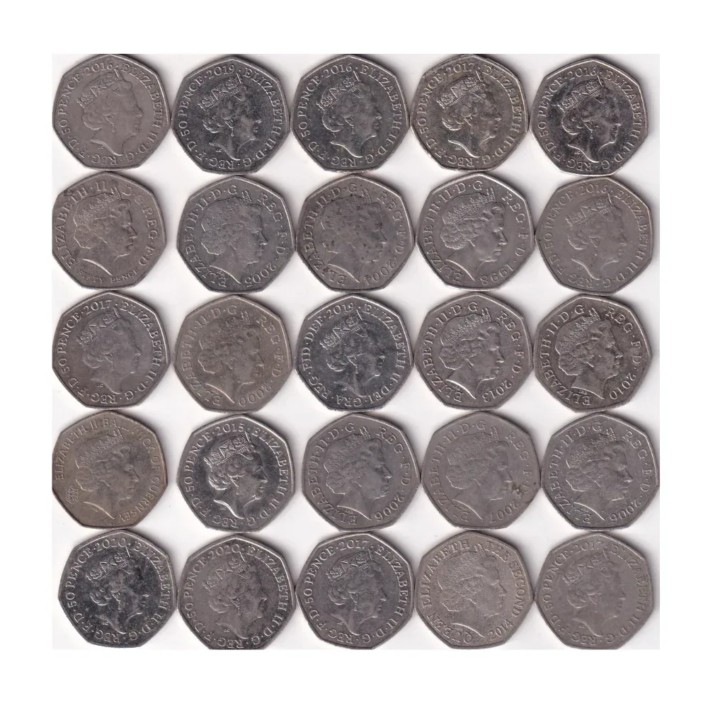 25 Different United Kingdom (50 Pence) Rare Commemorative Coin (25 Pcs) Set