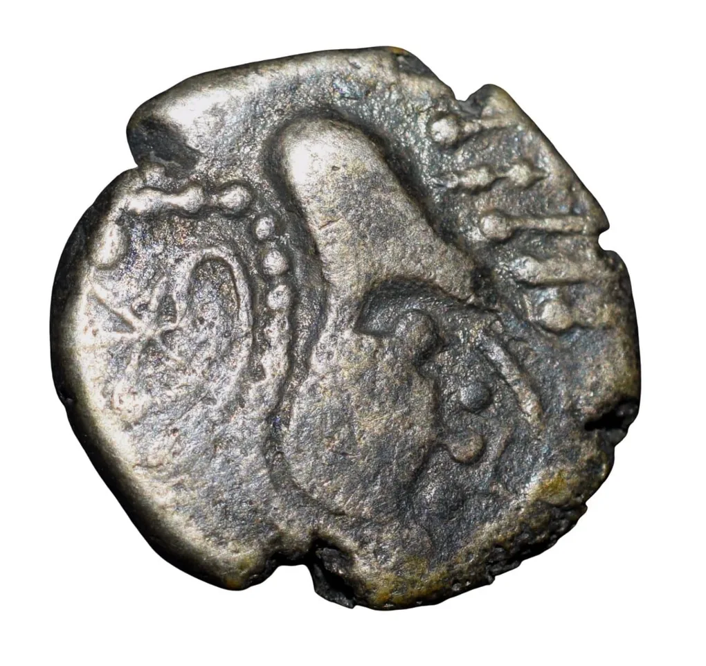 Silver Dracham of Chavadas of Gujrat(AD760-850) Profile Bust in Crude Form Deyell # 155