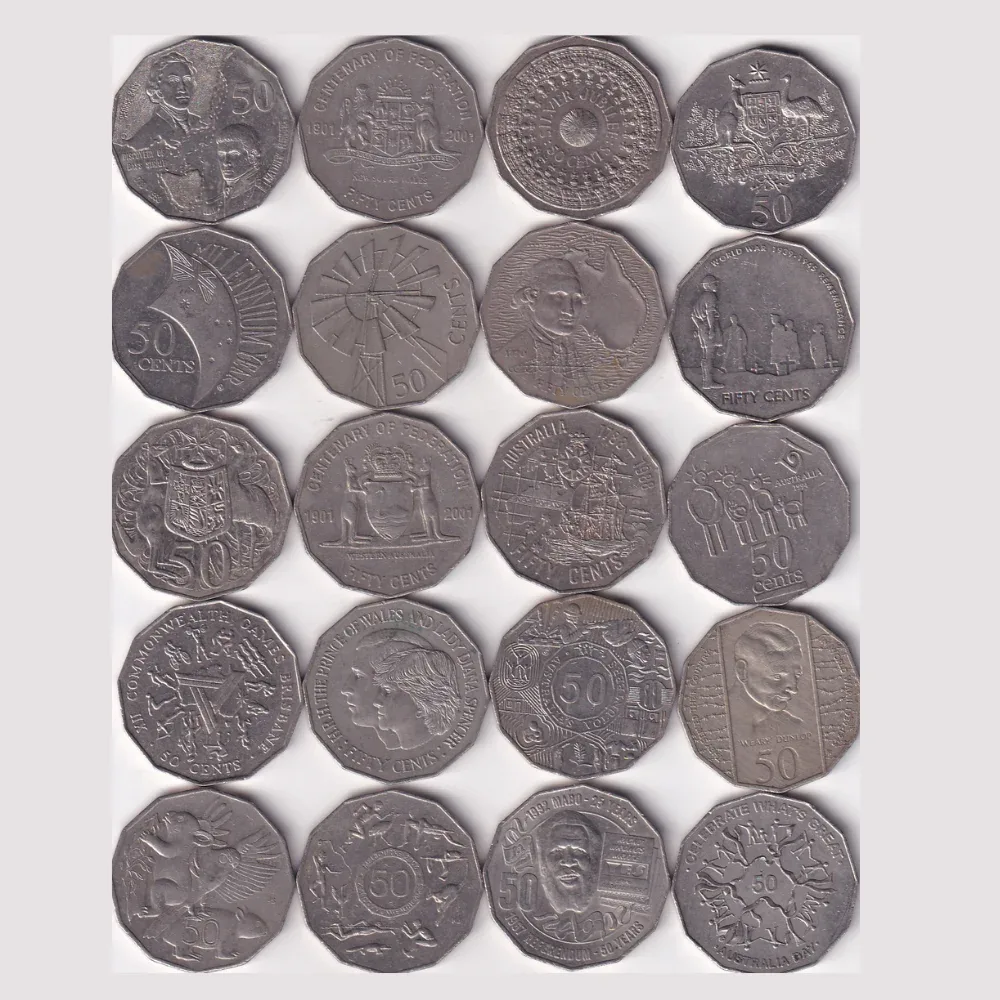 20 DIFFERENT AUSTRALIA 50 CENT RARE COMMEMORATIVE COIN (20 COIN SET)