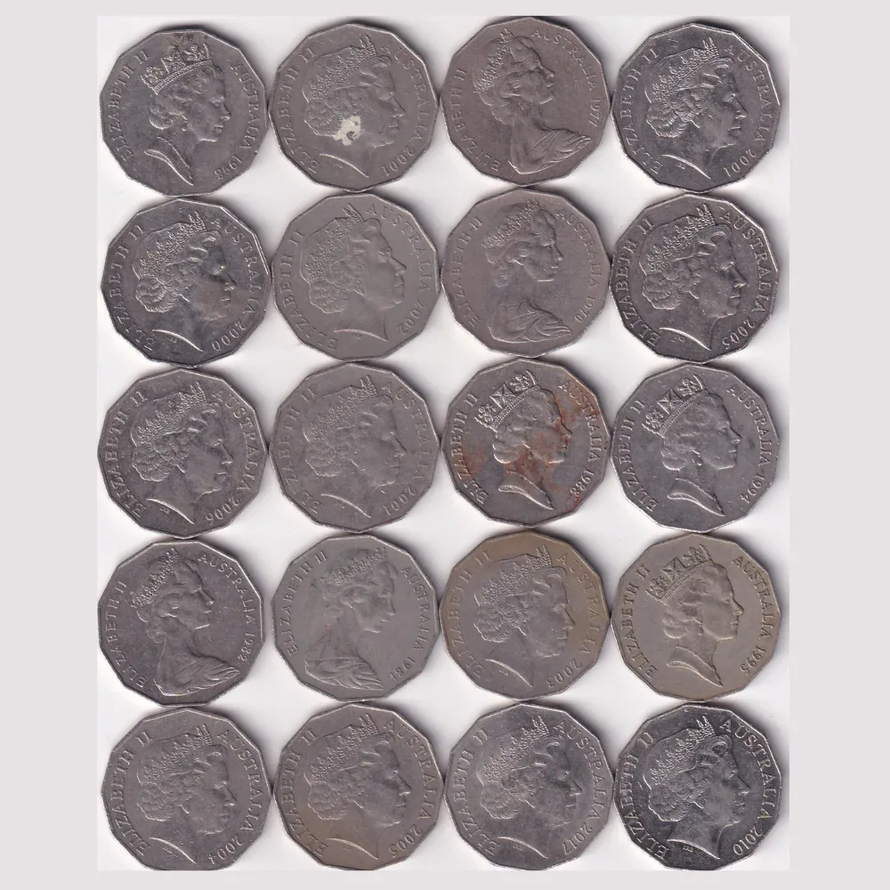 20 DIFFERENT AUSTRALIA 50 CENT RARE COMMEMORATIVE COIN (20 COIN SET)