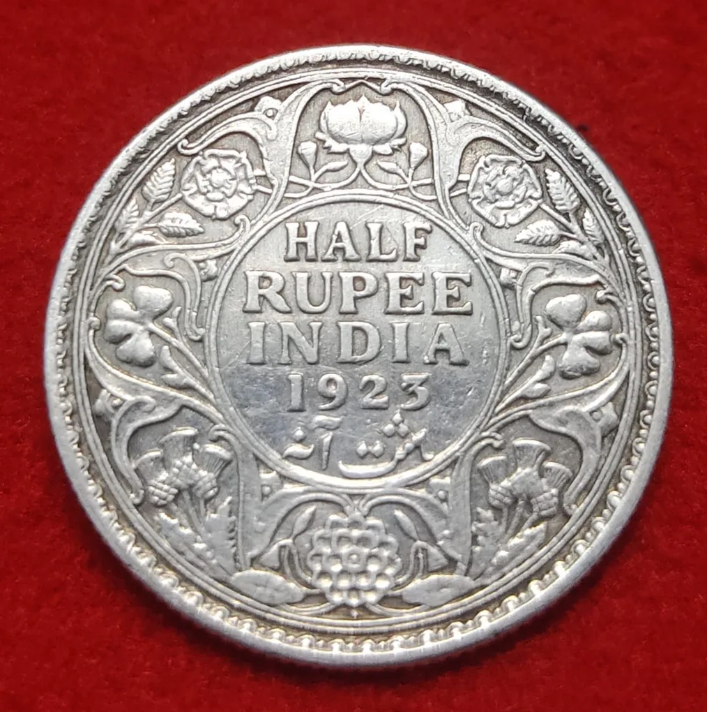Half Rupee Silver Coin George V 1923 Bombay Mint