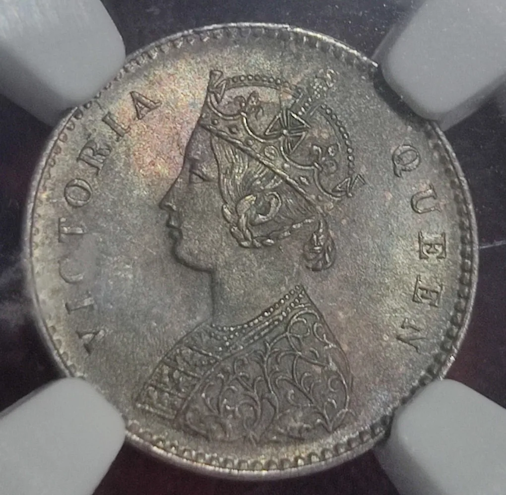 Two Anna 1862 Calcutta NGC Graded MS 65