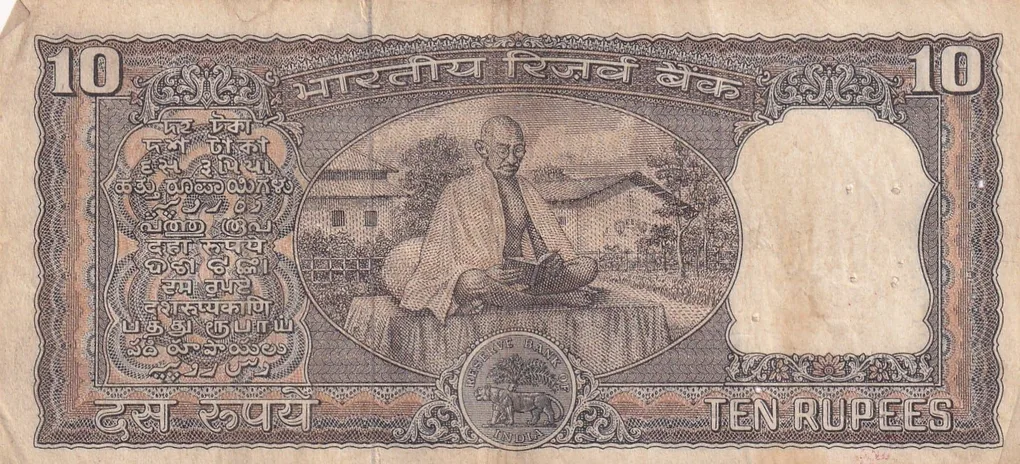 10 Rupees Gandhi Governor B. N. Adarkar Rare Note