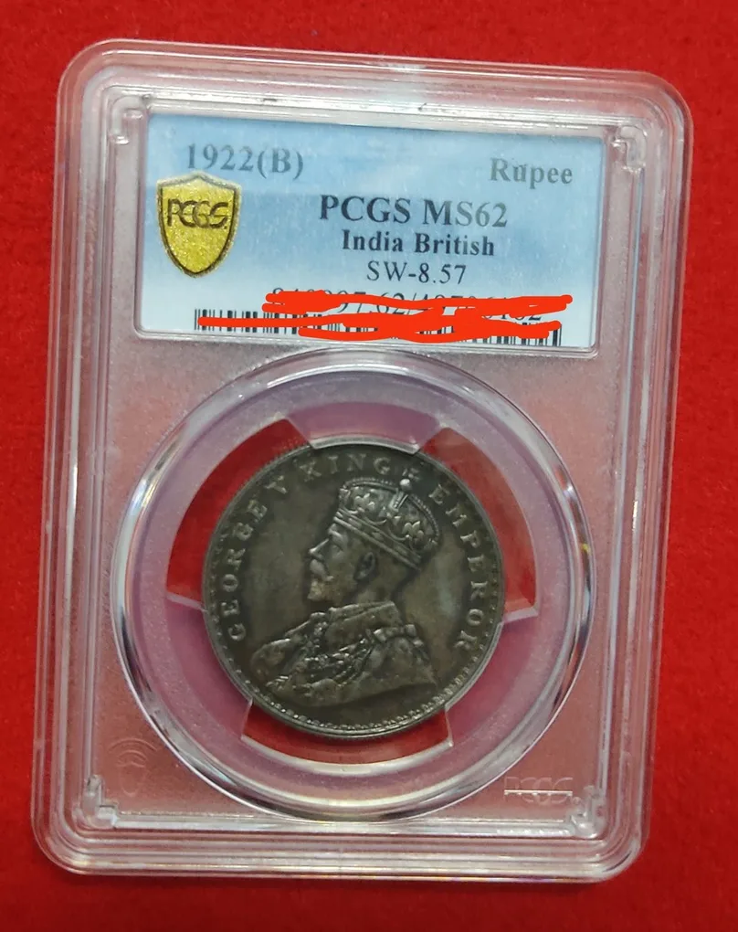 Rare One Rupee Silver Coin George V 1922 Bombay PCGS Graded MS 62