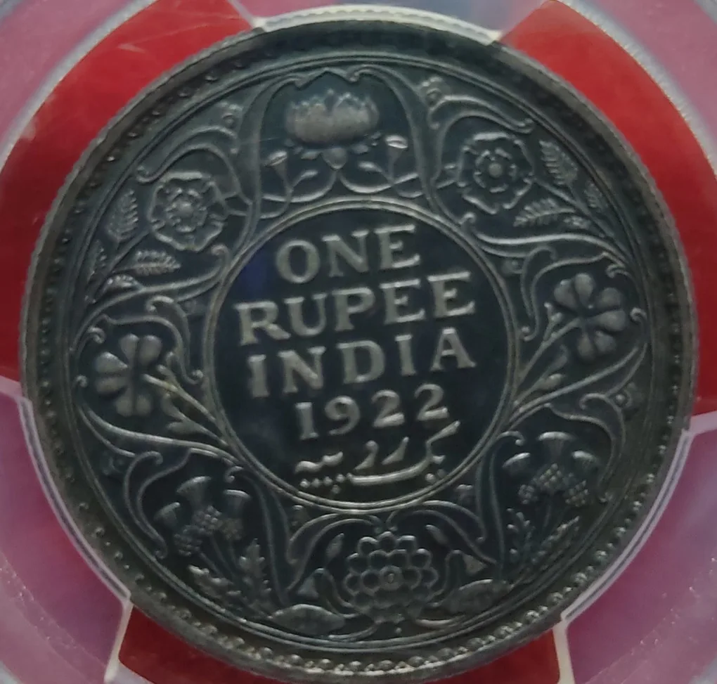 Rare One Rupee Silver Coin George V 1922 Bombay PCGS Graded MS 62