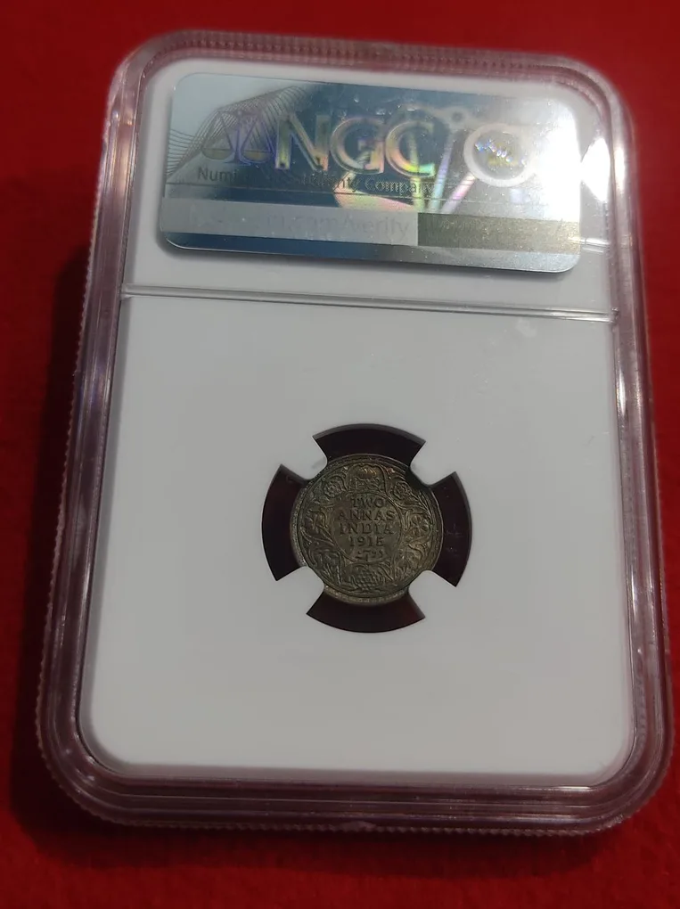 British India Two Anna 1915 Bombay NGC Graded MS 61