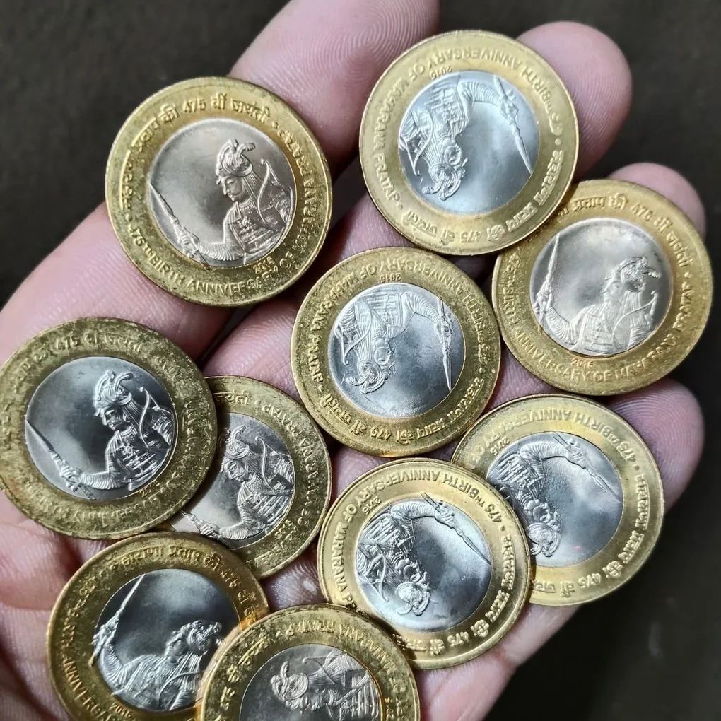 Ten Rs Scare Coin 475 Th Birth Aniversary Maharana Pratap ji 2015 Year Noida Mint Gem Unc Condition 100 Pcs Given